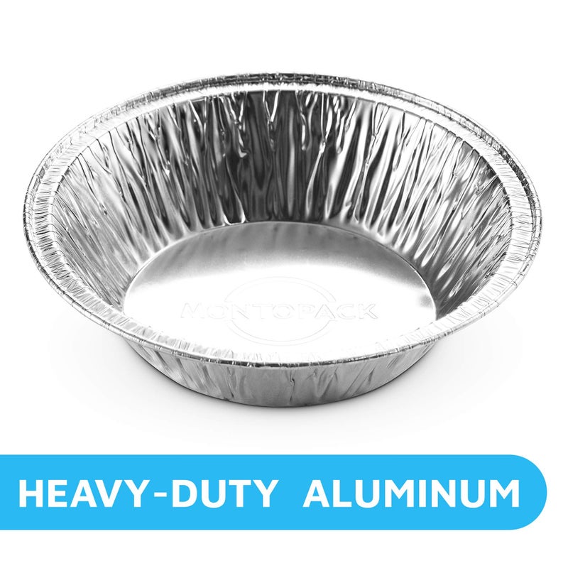 MontoPack Disposable 5" Aluminum Foil Pie/Tart Pan (50 Pack) | 5 Inch Round Cake Pan for Baking Personal Mini Pies, Homemade Cakes & Quiche | Oven Safe Foil Tins Easily Stack & Store, Freeze & Reheat - Image 2